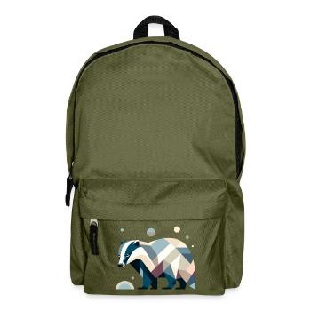 Geometrischer Dachs - Rucksack - Olivgrün - Vorne