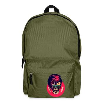 Kopf des Todes Hipster Punk Schädel Schädel Eclair Frisur - Rucksack - Olivgrün - Vorne