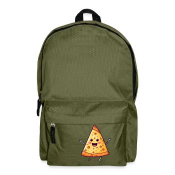Tanzende Salami-Pizza - Kawaii Stil - Rucksack - Olivgrün - Vorne