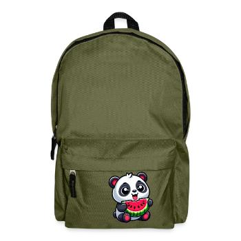 Panda Mit Wassermelone Fruchtig Niedlich - Rucksack - Olivgrün - Vorne