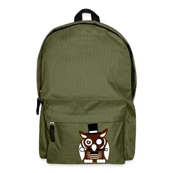 Sir hibou chapeau haut de forme monocle verres riches M. - Sac à dos - vert olive - Devant