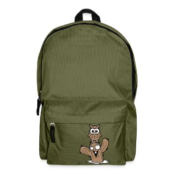 Owl Cactus Desert 2 Friends Happy Team Cartoon - Backpack - olive green - Front
