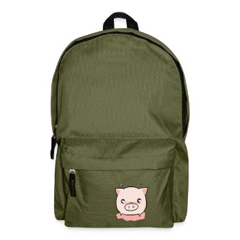 Schwein Ferkel - Rucksack - Olivgrün - Vorne