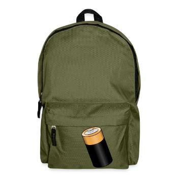 Batterie. Geschenkidee - Rucksack - Olivgrün - Vorne