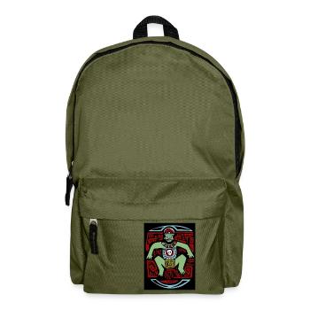 Tribal Tiki Inka Maya Indianer - Rucksack - Olivgrün - Vorne