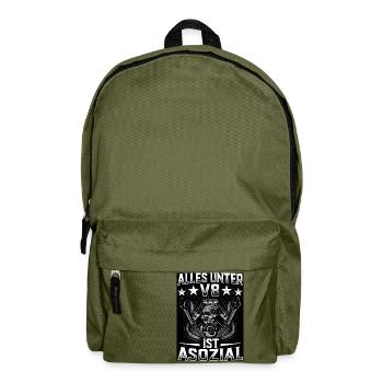 ALLES UNTER V8 IST ASOZIAL - Rucksack - Olivgrün - Vorne