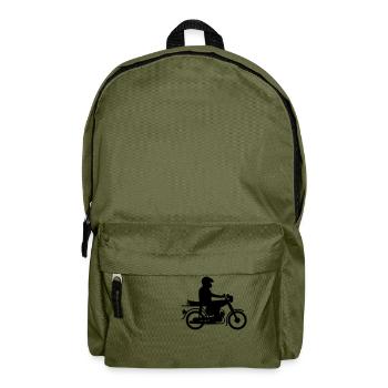 Simson mit Fahrer - Rucksack - Olivgrün - Vorne