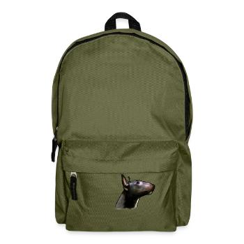 Bullterrier Kopf im Profil Comicstyle - Rucksack - Olivgrün - Vorne