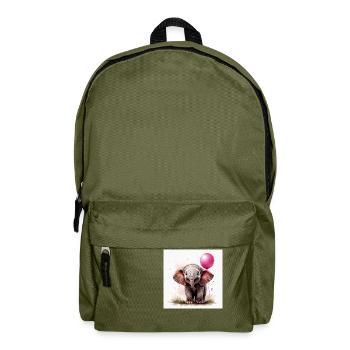 Elefant mit Luftballon - Rucksack - Olivgrün - Vorne