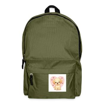Flux Dev A whimsical pastelhued dog cute cartoon - Rucksack - Olivgrün - Vorne