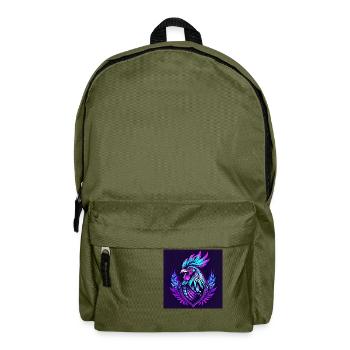 Hahn neonfarben - Rucksack - Olivgrün - Vorne