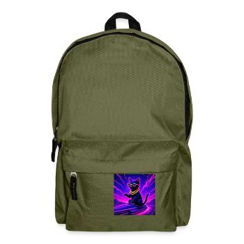 Space Cat - Cool - Cyber Purr - Rucksack - Olivgrün - Vorne