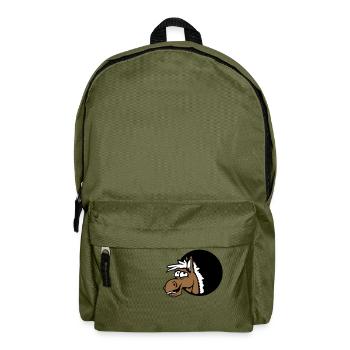 Horse Laughing Funny Hole Funny Grimace Cartoon - Backpack - olive green - Front
