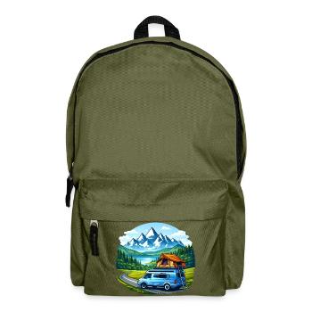 Illustration du Vanlife Camper Motif de la montagne - Sac à dos - vert olive - Devant