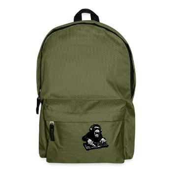 Cooler DJ Affe am Mischpult - Rucksack - Olivgrün - Vorne