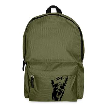 hand finger heavy metal hard rock konzert musik pa - Rucksack - Olivgrün - Vorne
