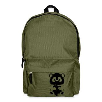 Panda mit Bambus - Rucksack - Olivgrün - Vorne