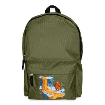 Bär am Lavastrom auf Eis - Backpack - olive green - Front