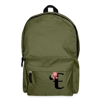 Letter e Minimalistische Blumen - Rucksack - Olivgrün - Vorne
