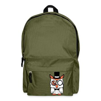 Sir Owl Top Hat Monocle Glasses Rich Mr. - Backpack - olive green - Front
