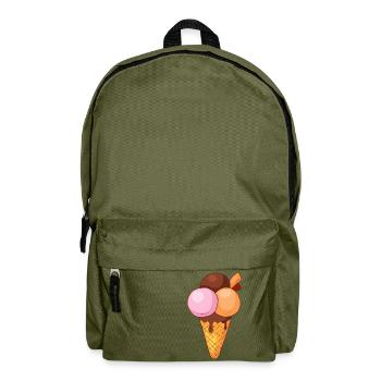 Eis Speiseeis Eiskrem Eiscreme Kugeleis Eisbecher - Rucksack - Olivgrün - Vorne