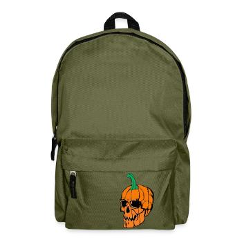 Halloween Totenkopf Kürbis - Rucksack - Olivgrün - Vorne