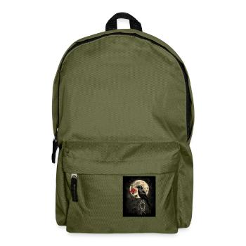 Rabe Rose Mond Düster Gothic Schwarze Krähe - Rucksack - Olivgrün - Vorne