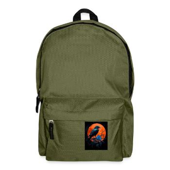 Rabe Rose Mond Düster Gothic Schwarze Krähe - Rucksack - Olivgrün - Vorne