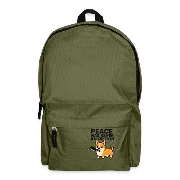 Peace Was Never an Option (Corgi) - Rucksack - Olivgrün - Vorne