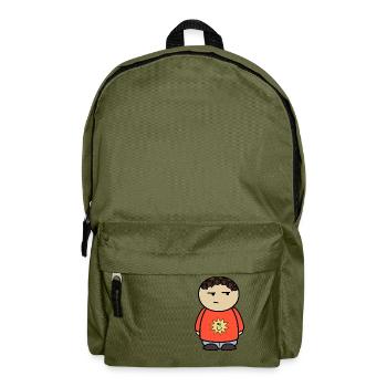 Verdächtigte Comic Figur - Geschenkidee - Rucksack - Olivgrün - Vorne