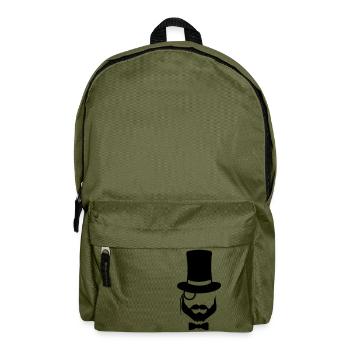 mann sir zylinder hut monokel brille gesicht kopf - Rucksack - Olivgrün - Vorne