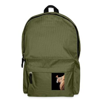 Löwe mit Vogel auf der Nase - Rucksack - Olivgrün - Vorne