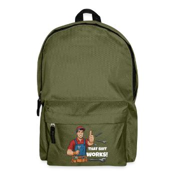 Werkstattheld Spruchdesign, That shit works! - Backpack - olive green - Front