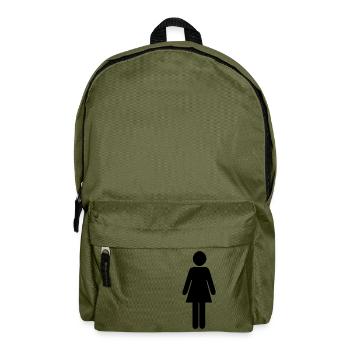 Frau - Toilette - Piktogramm - Toilettenzeichen - Rucksack - Olivgrün - Vorne