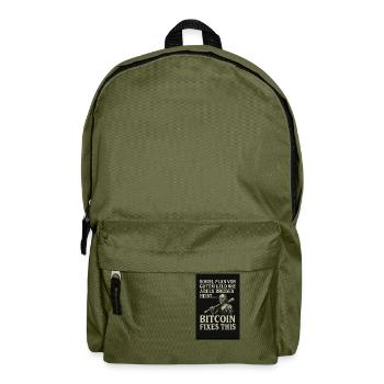 Bitcoin fixes this - Rucksack - Olivgrün - Vorne