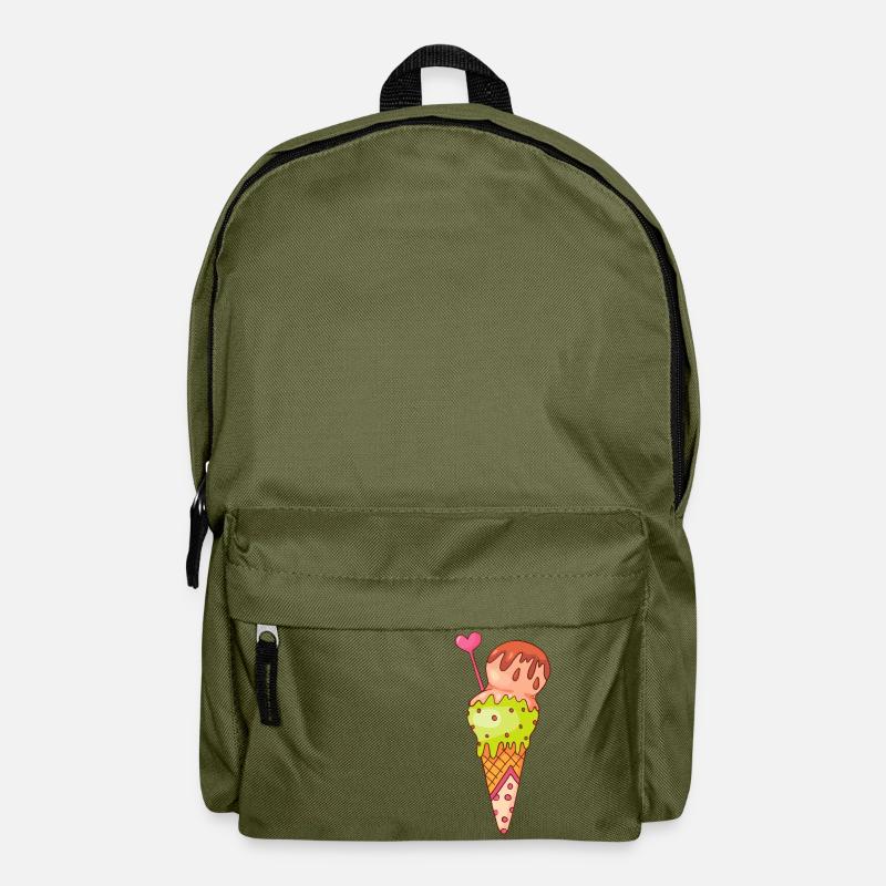 Eis Speiseeis Eiskrem Eiscreme Kugeleis Eisbecher - Rucksack - Olivgrün