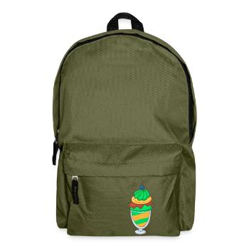 Eis Speiseeis Eiskrem Eiscreme Kugeleis Eisbecher - Rucksack - Olivgrün - Vorne
