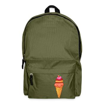 Eis Speiseeis Eiskrem Eiscreme Kugeleis Eisbecher - Rucksack - Olivgrün - Vorne