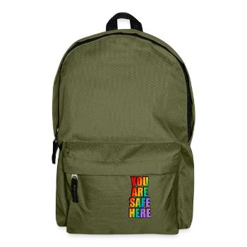 Sie sind hier sicher LGBT-Zeichen - Rucksack - Olivgrün - Vorne
