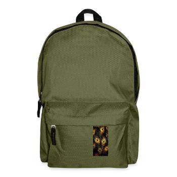 Pfauenfedern - Rucksack - Olivgrün - Vorne