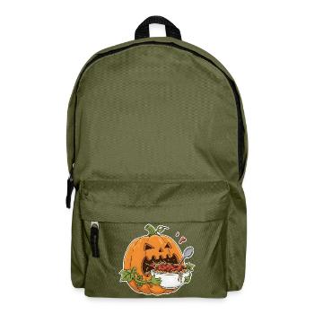 Halloween pumpkin with pasta fun design - Backpack - olive green - Front