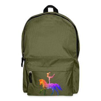 Voltigieren Akrobatik Reitsport Reiten Pferd bunt  - Rucksack - Olivgrün - Vorne
