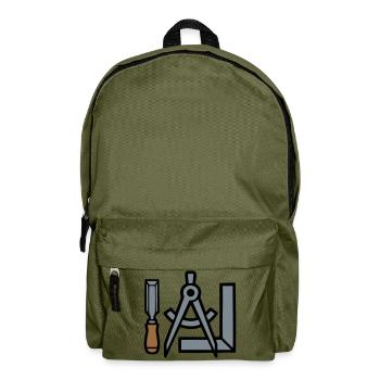 Tischler Werkzeuge Grafik - Rucksack - Olivgrün - Vorne