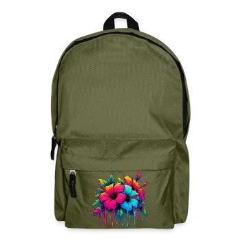 Hibiskusblüten - Rucksack - Olivgrün - Vorne