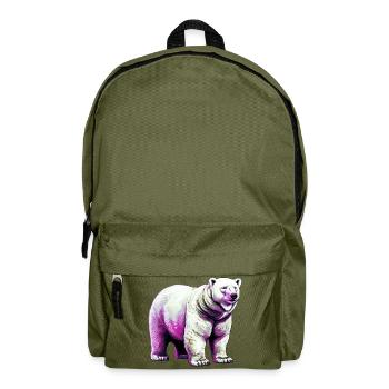 White polar bear - Backpack - olive green - Front