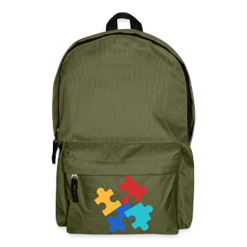 Bunte Puzzleteile Collage - Rucksack - Olivgrün - Vorne
