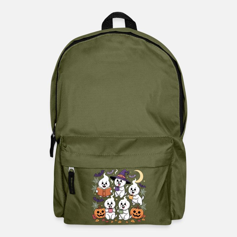 Dogs Reading Book Halloween Coffee Lovers - Backpack - olive green