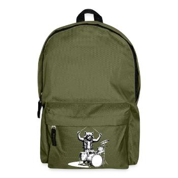 Rocker Raccoon Metal Heavy Metal Hardrock Design - Backpack - olive green - Front