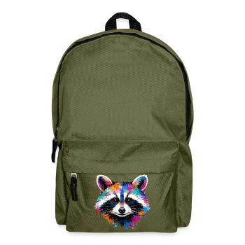 Colorful raccoon with splashes of paint - Backpack - olive green - Front