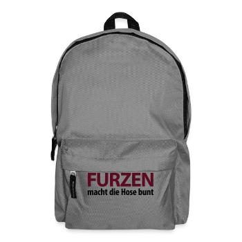 Furzen macht die Hose bunt. Kacke Scheiße Malheur - Rucksack - Mittelgrau - Vorne
